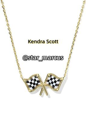 Kendra Scott x Checkered Flag Gold Short Pendant Necklace